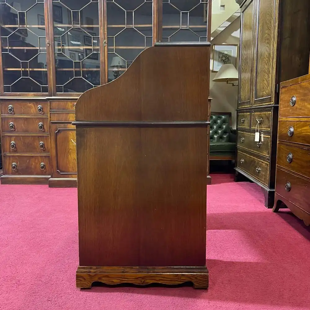 Englische Möbel Mahagoni Sekretär Schreibtisch Leder in grün Made in England UK 5