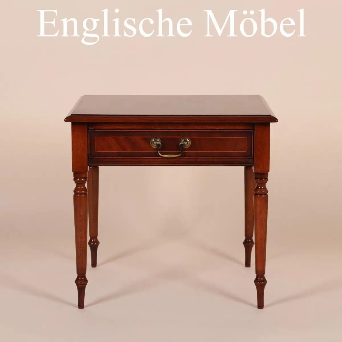 Englische Möbel Mahagoni Nachttisch Beistelltisch Lampentisch mit Schubfach UK 0