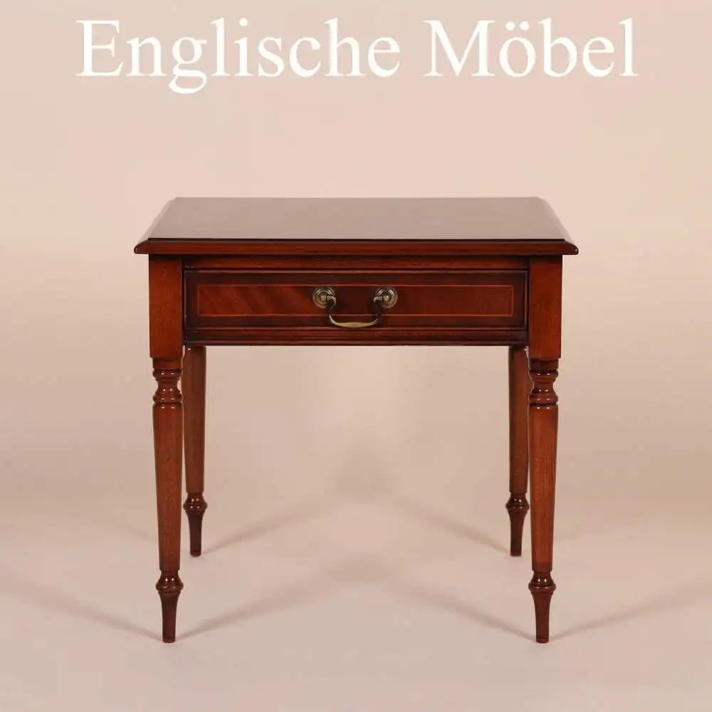 Englische Möbel Mahagoni Nachttisch Beistelltisch Lampentisch mit Schubfach UK 0