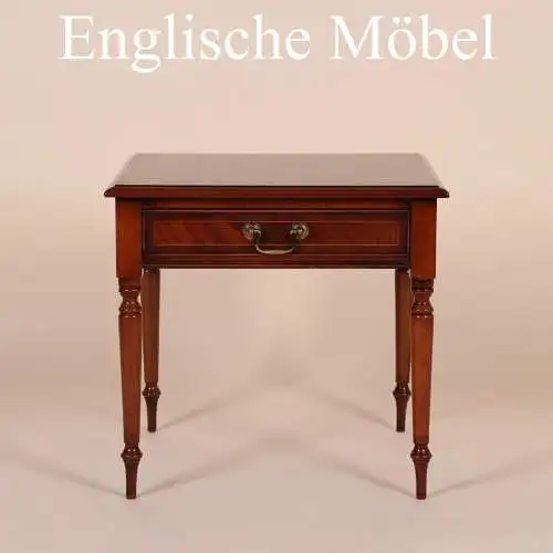 Englische Möbel Mahagoni Nachttisch Beistelltisch Lampentisch mit Schubfach UK
