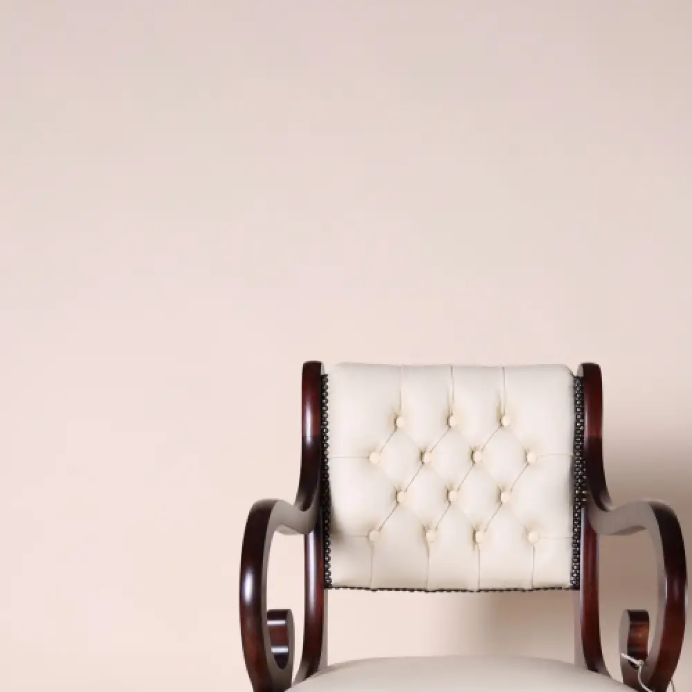 Englische Möbel Chesterfield Mahagoni Leder Stuhl mit Armlehne weiß Made in UK 2