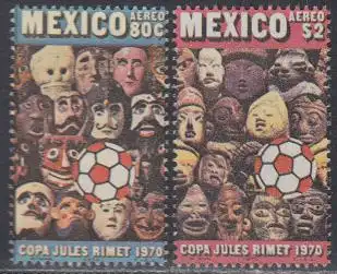 Mexiko Mi.Nr. 1328-29 Fußball-WM 1970 Mexiko, Masken (2 Werte)