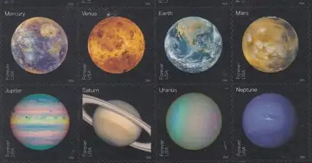 USA Mi.Nr. 5243-50 (Fol.) Die 8 Planeten, skl. (Achterblock)