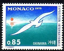 Monaco Mi.Nr. 1177 EXPO '75 Okinawa, Sonne und Möwe über Meer (0,85)