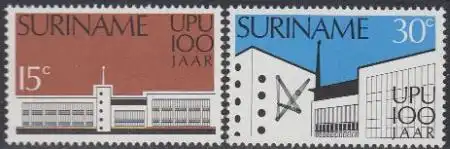 Surinam Mi.Nr. 680-81 100Jahre UPU, Hauptpost Paramaribo (2 Werte)