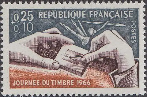 Frankreich MiNr. 1540 Tag der Briefmarke, Gravierwerkzeug (0,25+0,10)