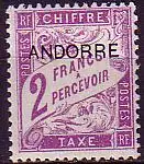 Andorra frz. Porto Mi.Nr. 7 Portom. Frankr. Mi.Nr. 51 m.Aufdr. ANDORRE (2 Fr)