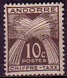 Andorra frz. Porto Mi.Nr. 21 Weizengarben, Inschrift CHIFFRE TAXE (10)