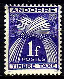 Andorra frz. Porto Mi.Nr. 33 Weizengarben, Inschrift TIMBRE TAXE (1 Fr)