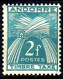 Andorra frz. Porto Mi.Nr. 34 Weizengarben, Inschrift TIMBRE TAXE (2 Fr)