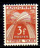 Andorra frz. Porto Mi.Nr. 35 Weizengarben, Inschrift TIMBRE TAXE (3 Fr)