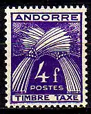 Andorra frz. Porto Mi.Nr. 36 Weizengarben, Inschrift TIMBRE TAXE (4 Fr)