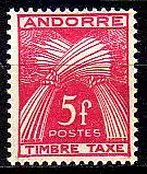 Andorra frz. Porto Mi.Nr. 37 Weizengarben, Inschrift TIMBRE TAXE (5 Fr)