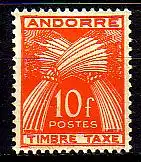 Andorra frz. Porto Mi.Nr. 38 Weizengarben, Inschrift TIMBRE TAXE (10 Fr)
