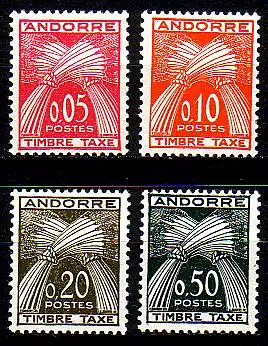 Andorra frz. Porto Mi.Nr. 42-45 Weizengarben, Inschrift TIMBRE TAXE (4 Werte)