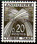 Andorra frz. Porto Mi.Nr. 44 Weizengarben, Inschrift TIMBRE TAXE (0,20)