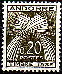 Andorra frz. Porto Mi.Nr. 44 Weizengarben, Inschrift TIMBRE TAXE (0,20)