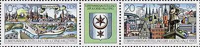 D,DDR Mi.Nr. Zdr.3338-39Zf. Briefmarkenausst. der Jugend, Halle (m.Zierf.)