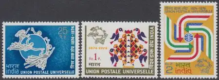 Indien Mi.Nr. 603-05 100Jahre UPU (3 Werte)