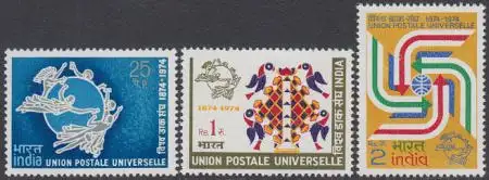 Indien Mi.Nr. 603-05 100Jahre UPU (3 Werte)