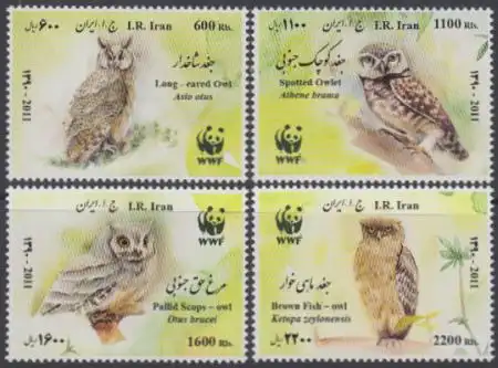 Iran Mi.Nr. 3247-50 Weltweiter Naturschutz, Eulen (4 Werte)