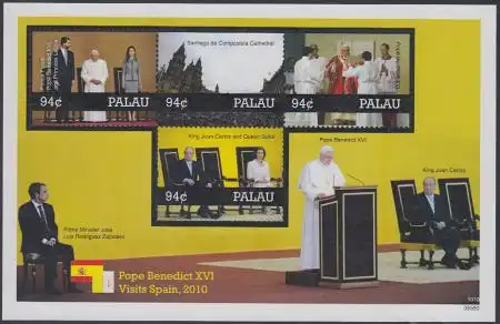 Palau Mi.Nr. Klbg.3003-06 Papst Benedikt XVI, Besuch in Spanien 