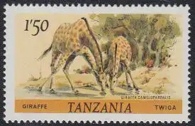 Tansania Mi.Nr. 168C Freim. Giraffe gez. 14:14 1/4 (1,50)