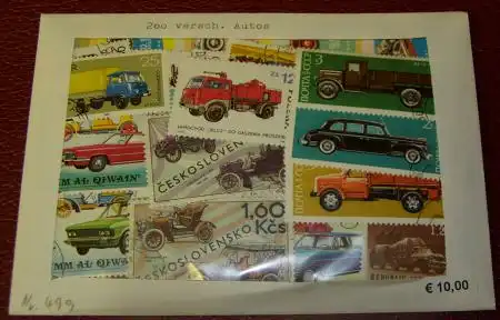 Autos, Paket mit 200 verschiedenen Briefmarken (Bild ähnlich)