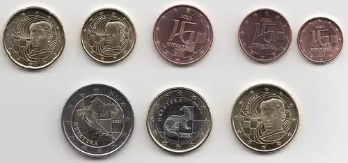 Kroatien Satz Euromünzen 1c bis 2 € (8 Münzen) 2023