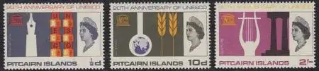 Pitcairn Mi.Nr. 64-66 20 Jahre UNESCO (3 Werte)