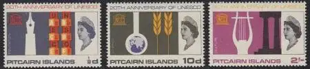 Pitcairn Mi.Nr. 64-66 20 Jahre UNESCO (3 Werte)