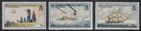 Pitcairn Mi.Nr. 206-08 Ansiedlung von Pitcairn auf die Norfolk-Inseln (3 Werte)