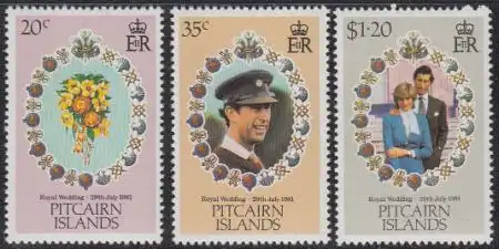 Pitcairn Mi.Nr. 209-11 Hochzeit von Prinz Charles und Lady Diana (3 Werte)