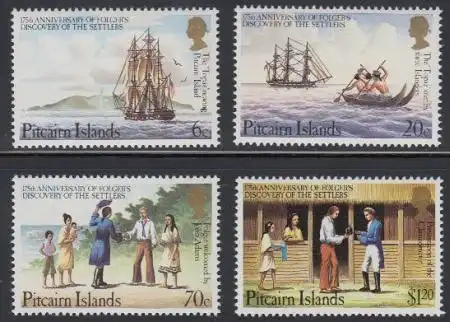 Pitcairn Mi.Nr. 230-33 Besuch von Kapitän Folger (4 Werte)
