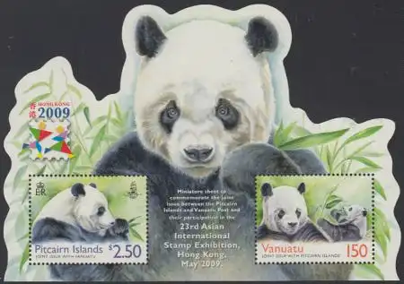 Pitcairn Mi.Nr. Block 52 Briefmarkenausstellung HONG KONG 2009, Panda