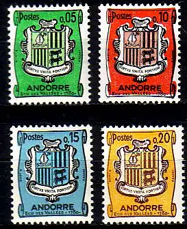 Andorra frz. Mi.Nr. 164-67 Freim. Wappen von Andorra (4 Werte)