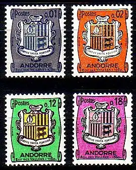 Andorra frz. Mi.Nr. 186-89 Freim. Wappen von Andorra (4 Werte)