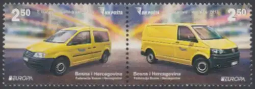 Bosnien-Herz. MiNr. Zdr.618-19A Europa 13,Postfahrzeuge,VW-Kombi,-Kl.transporter