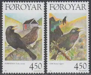 Färöer Mi.Nr. 332-33 Standvögel, Amsel + Star (2 Werte)