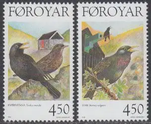 Färöer Mi.Nr. 332-33 Standvögel, Amsel + Star (2 Werte)