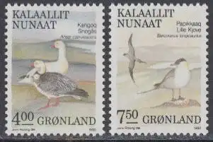 Grönland Mi.Nr. 199-200 Vögel, Schneegans, Falkenraubmöwe (2 Werte)