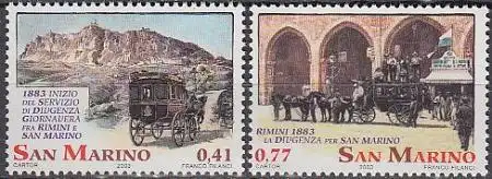 San Marino Mi.Nr. 2103-4 200 J. Postkutschenlinie Rimini-San Marino (2 Werte)