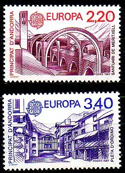 Andorra frz. Mi.Nr. 379-80 Europa 87, Moderne Architektur (2 Werte)