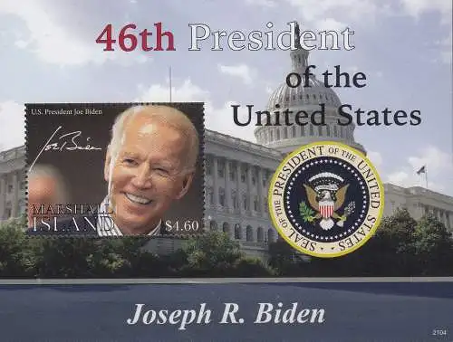 Marshall-Inseln Mi.Nr. Block 111, Wahl von Joe Biden zum 46. Präsidenten der USA