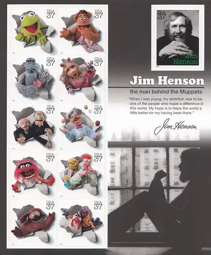 USA Mi.Nr. 3982-3992 Folienbogen Jim Henson / Muppets 