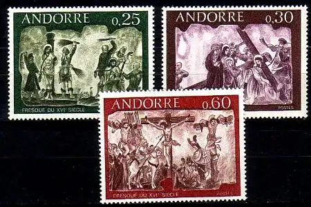 Andorra frz. Mi.Nr. 211-13 Fresken (3 Werte)