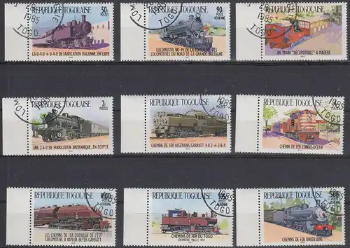 Togo Mi.Nr. 1807-1815 Lokomotiven (9 Werte)