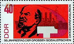 D,DDR Mi.Nr. 1316A 50 J. Oktoberrevolution, Lenin vor Kreuzer Aurora (40)