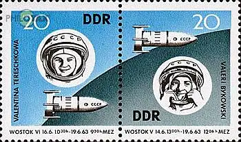 D,DDR Mi.Nr. 970-71 Zus.dr. Gruppenflug Wostok 5 + 6