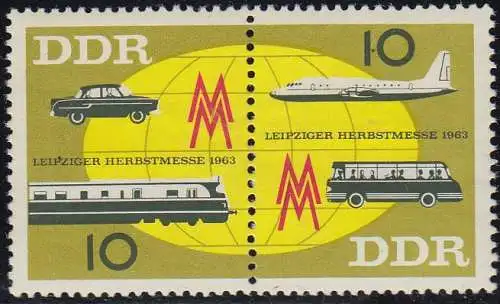 D,DDR Mi.Nr. 976-77 Zdr. Leipziger Herbstmesse, Verkehr (2 Werte)